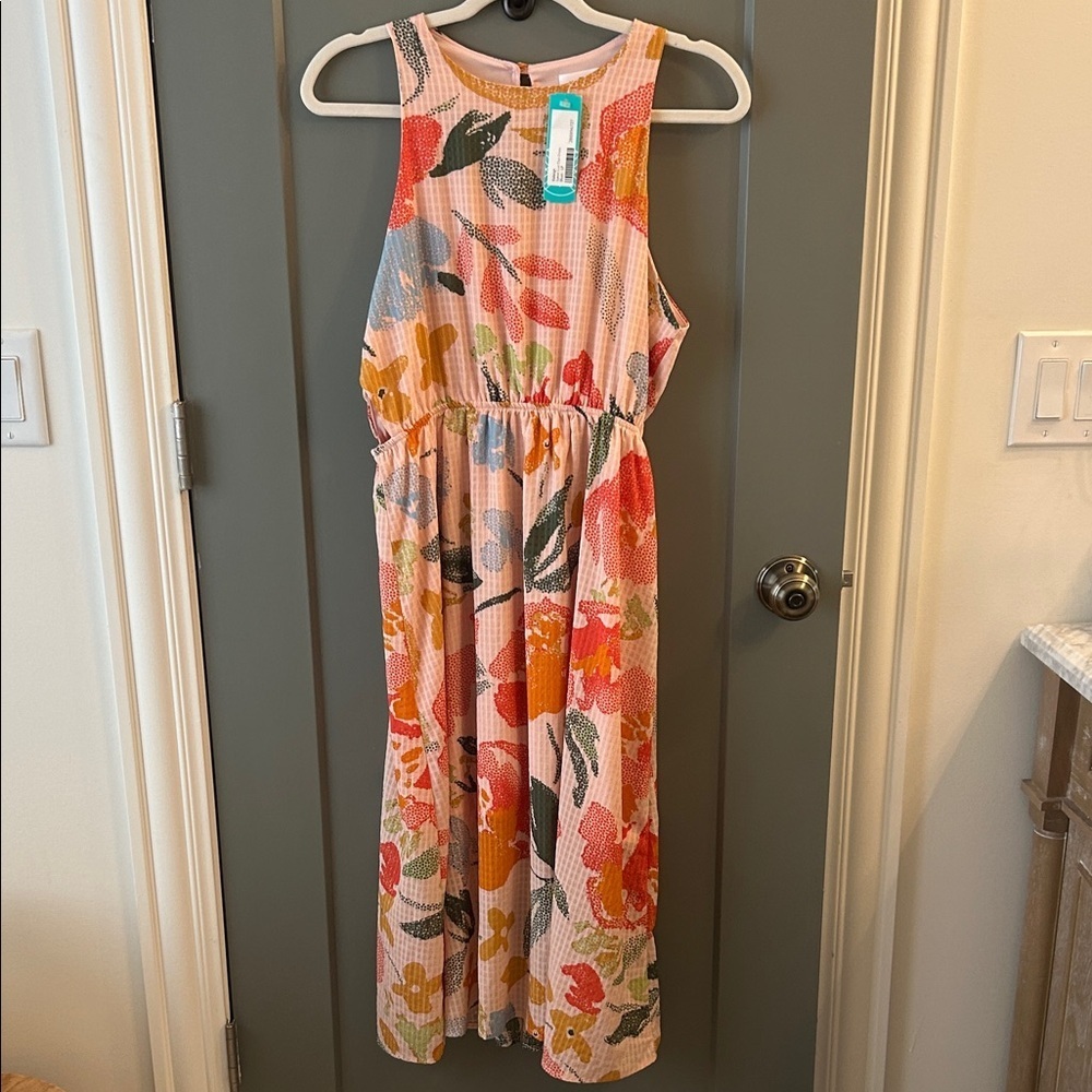 Kaileigh Pink and Orange Patterned Dress Stitch Fix Size large Petite
